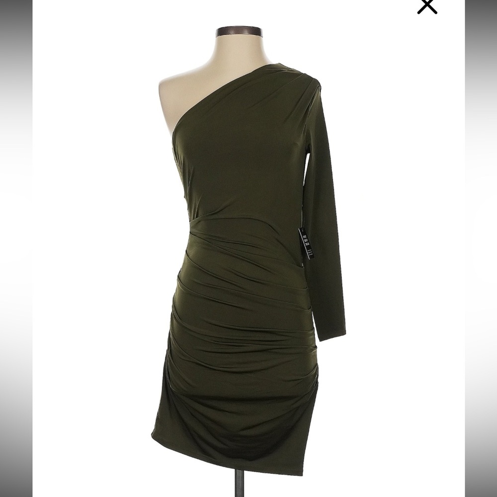 Elegant Olive One-Shoulder Dress